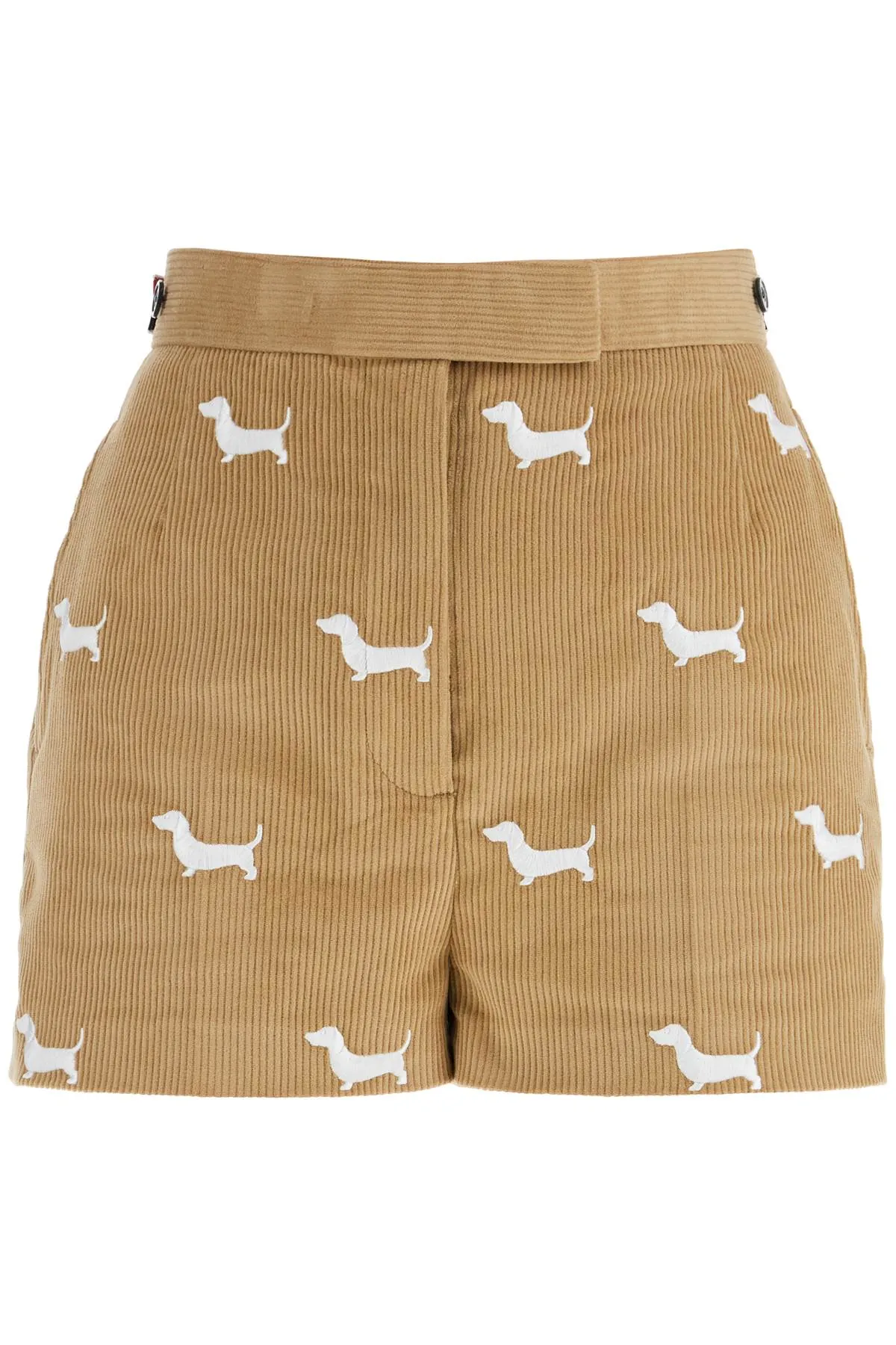 khaki corduroy shorts with white dog pattern FTC498E E1221 KHAKI