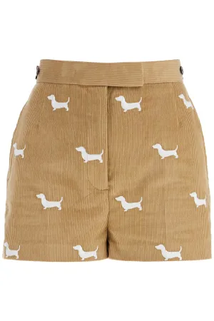 khaki corduroy shorts with white dog pattern FTC498E E1221 KHAKI