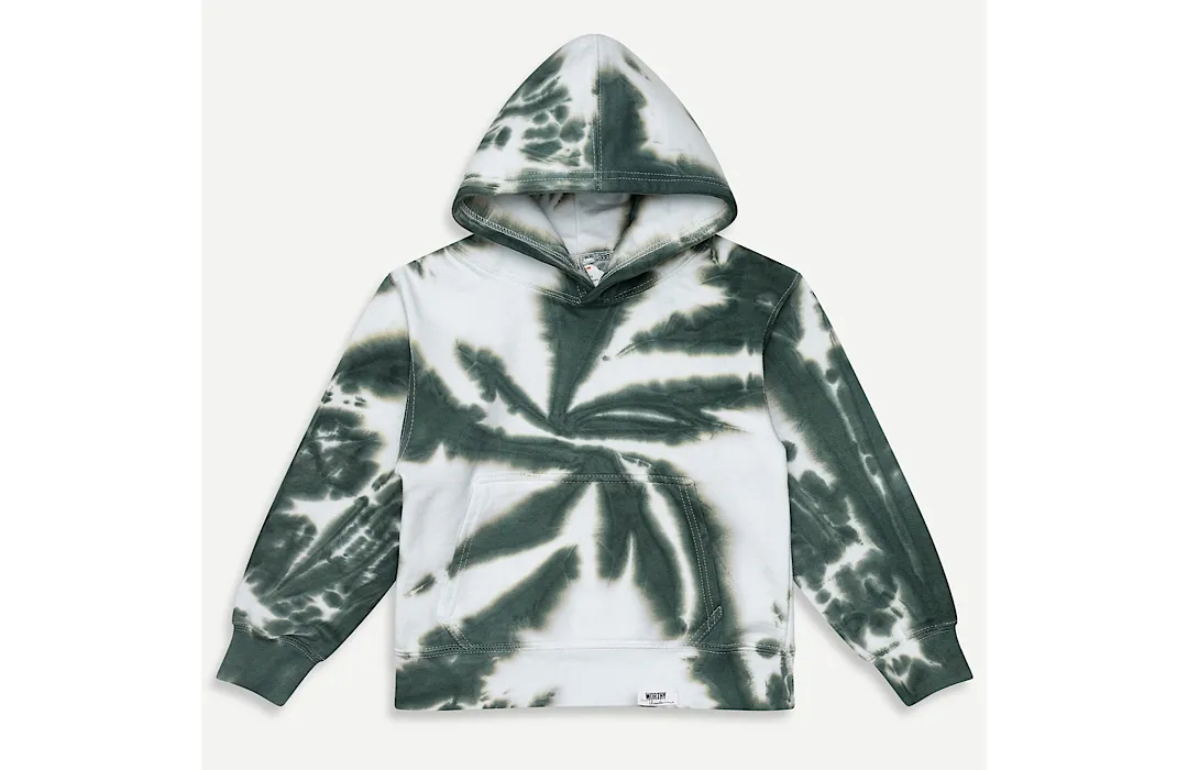Kids Tie Dye Hoodie in Dark Green