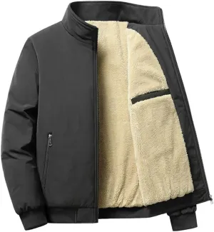Kinkia Mens Fleece Lined Bomber Jacket Winter Warm Zip Up Hiking Ski Windbreaker Casual Outerwear Coat with Pockets