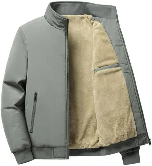 Kinkia Mens Fleece Lined Bomber Jacket Winter Warm Zip Up Hiking Ski Windbreaker Casual Outerwear Coat with Pockets