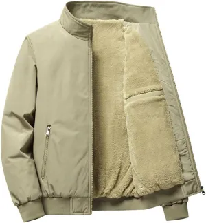 Kinkia Mens Fleece Lined Bomber Jacket Winter Warm Zip Up Hiking Ski Windbreaker Casual Outerwear Coat with Pockets