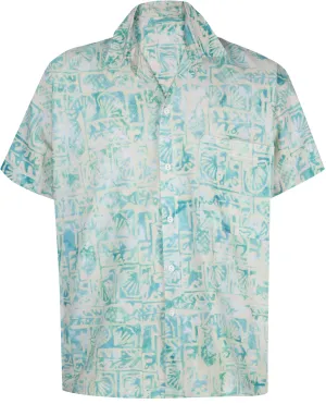LA LEELA Men Casual Beach wear Cotton Short Sleeve Hawaiian Men Shirt for Aloha Tropical Beach  front Pocket Green