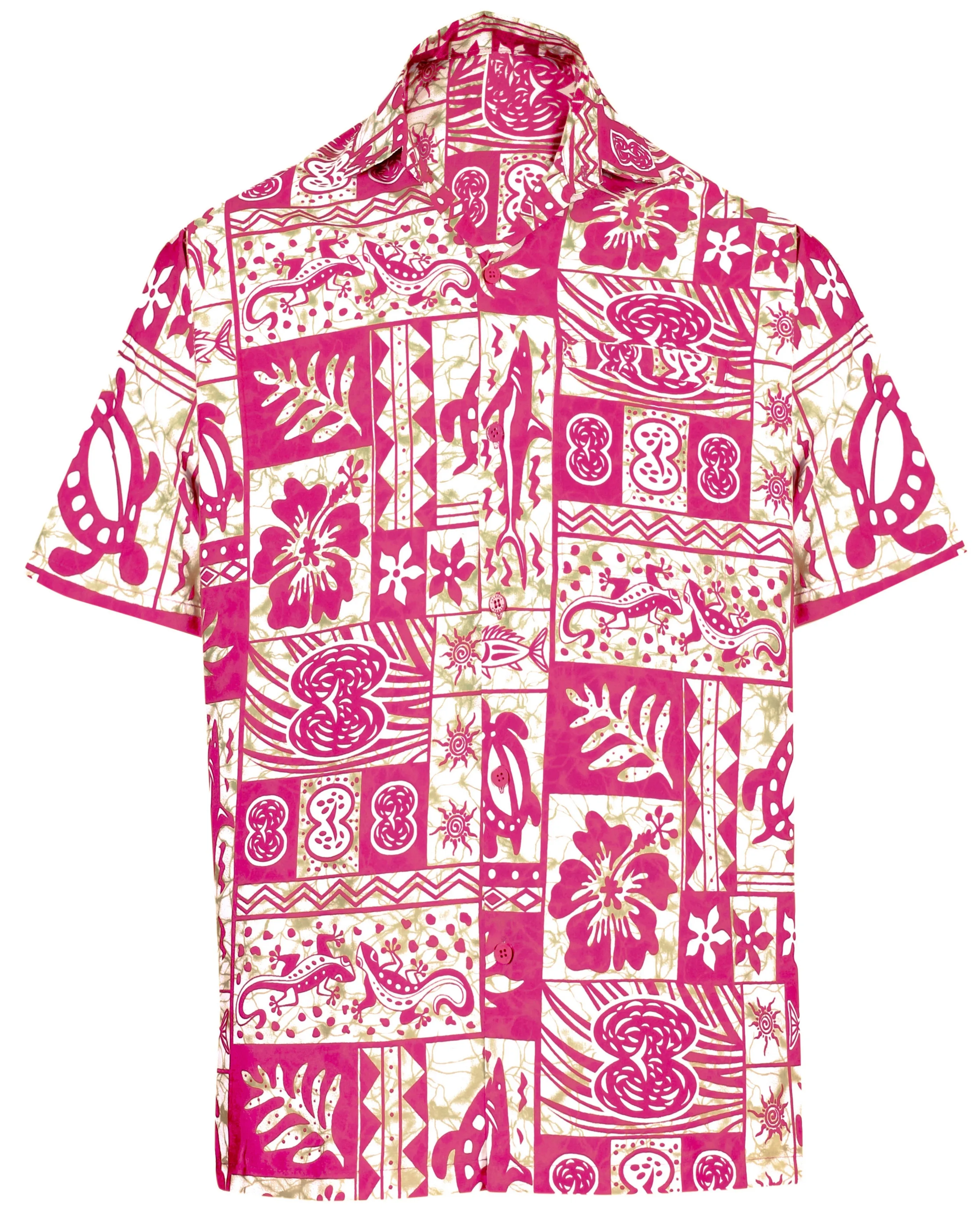 LA LEELA Men Regular Size Beach hawaiian Shirt for Aloha Tropical Beach front Short sleeve White