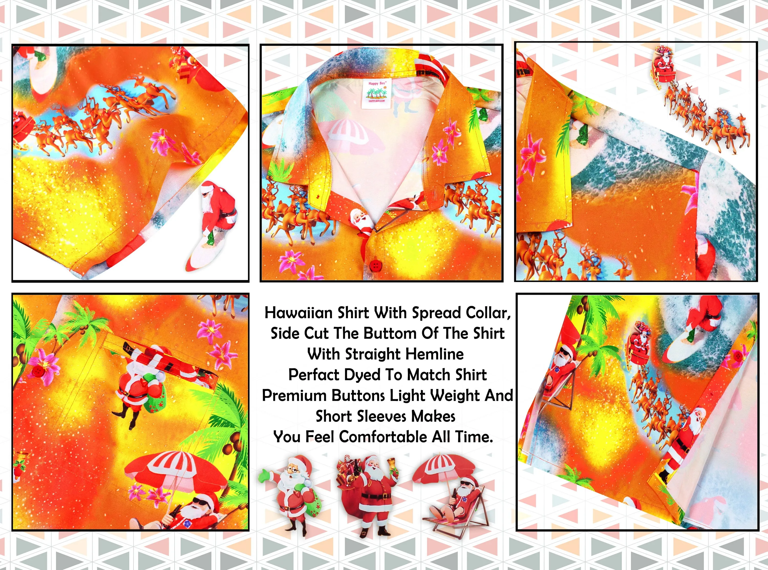 La Leela Men's Beach Christmas Hawaiian Aloha Button Down Shirt Orange_AA345