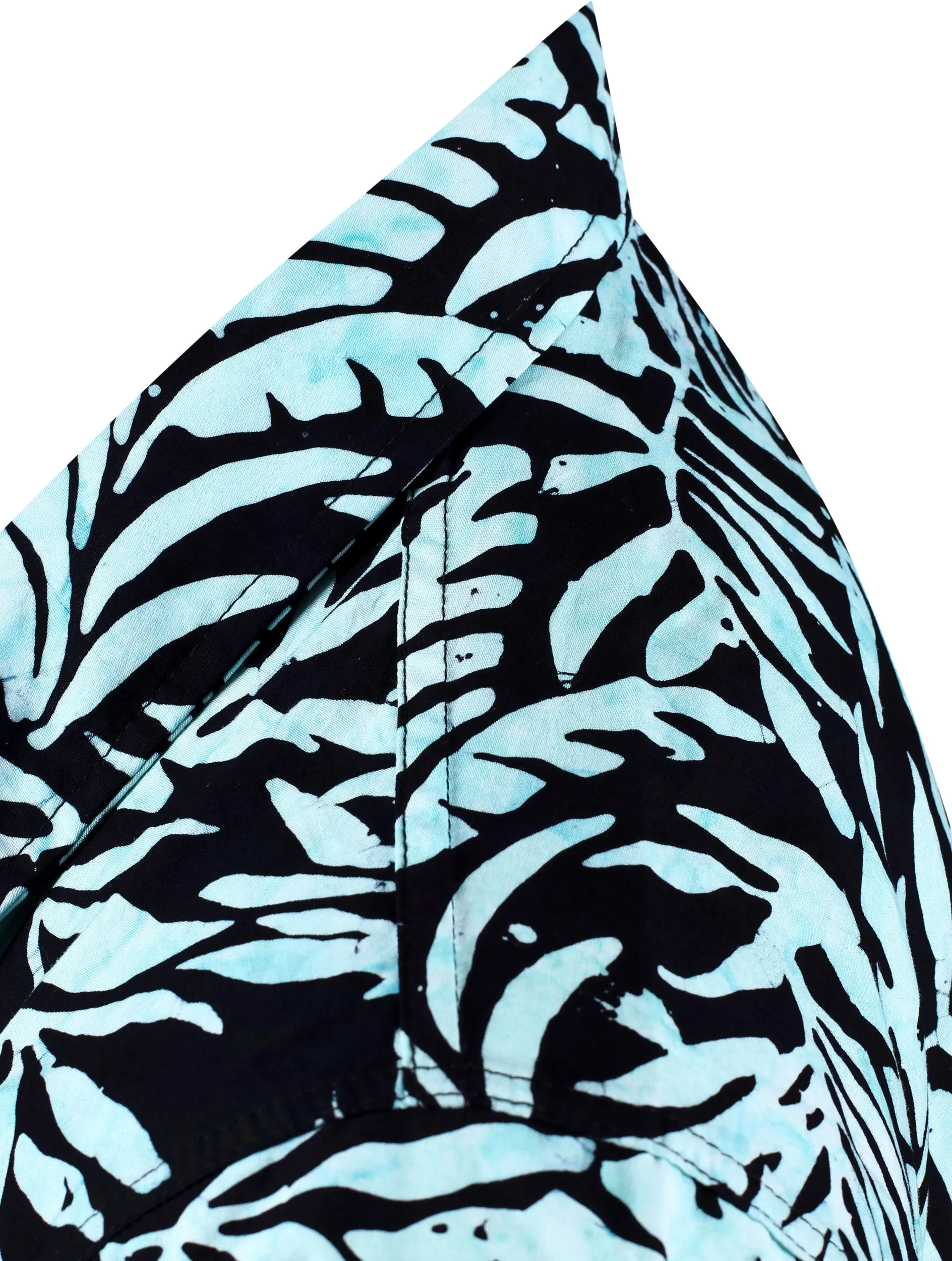 LA LEELA Men's Wear Summer Everyday Essentials Holiday Casual  Shirt 100% NATURAL COTTON  Hand Printed Black Turquoise Hawaiian shirt