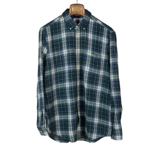 Laboriero blue, white and green checked flannel shirt