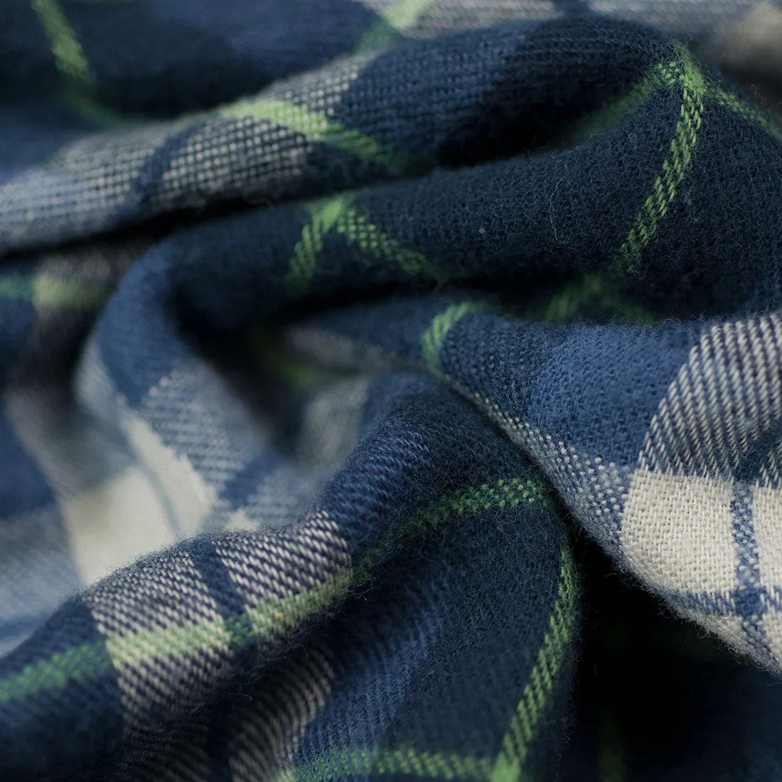 Laboriero blue, white and green checked flannel shirt