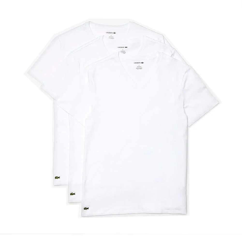Lacoste Men's V-Neck Shirt 3 Pack Cotton Regular Fit Casual T-Shirts TH3444-51