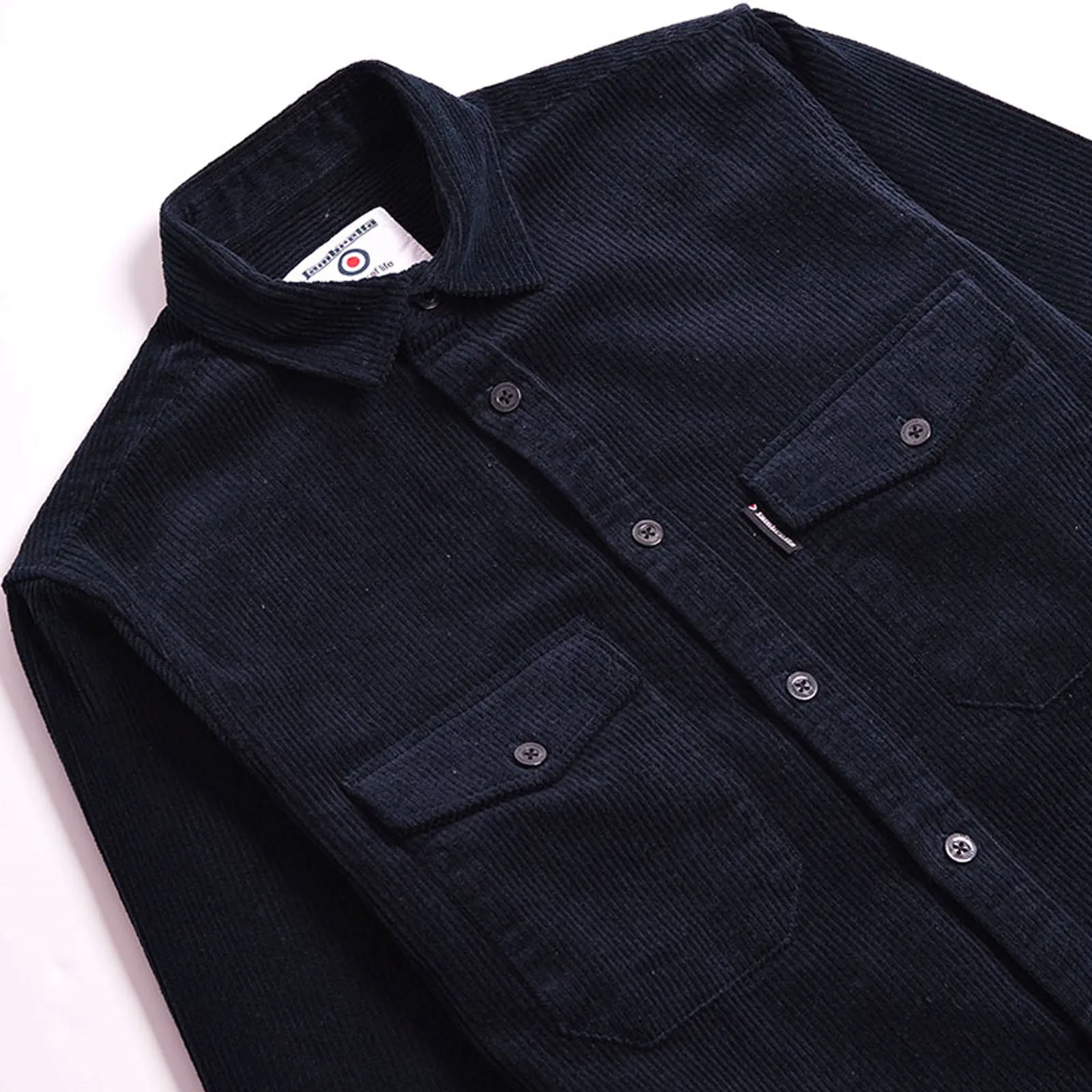 Lambretta Mens Cord Long Sleeve Corduroy Overshirt - Navy