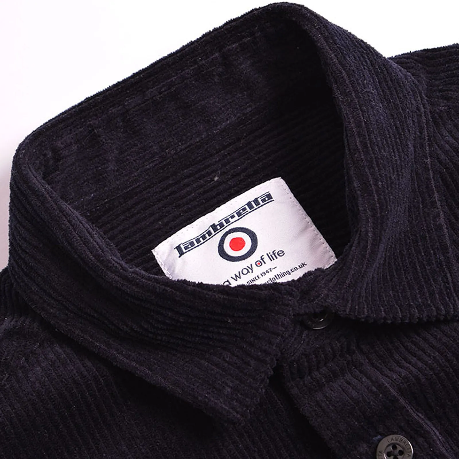 Lambretta Mens Cord Long Sleeve Corduroy Overshirt - Navy