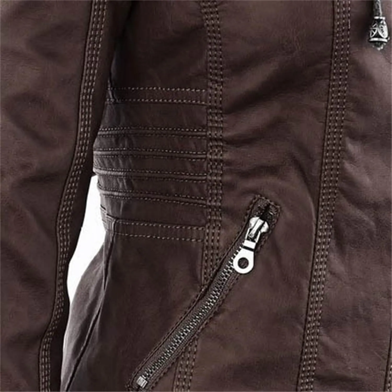LCMTWX Brown Leather Jacket Women PU Leather Coat Jacket Locomotive Short Zipper Coat Jacket Leather Jackets White Leather