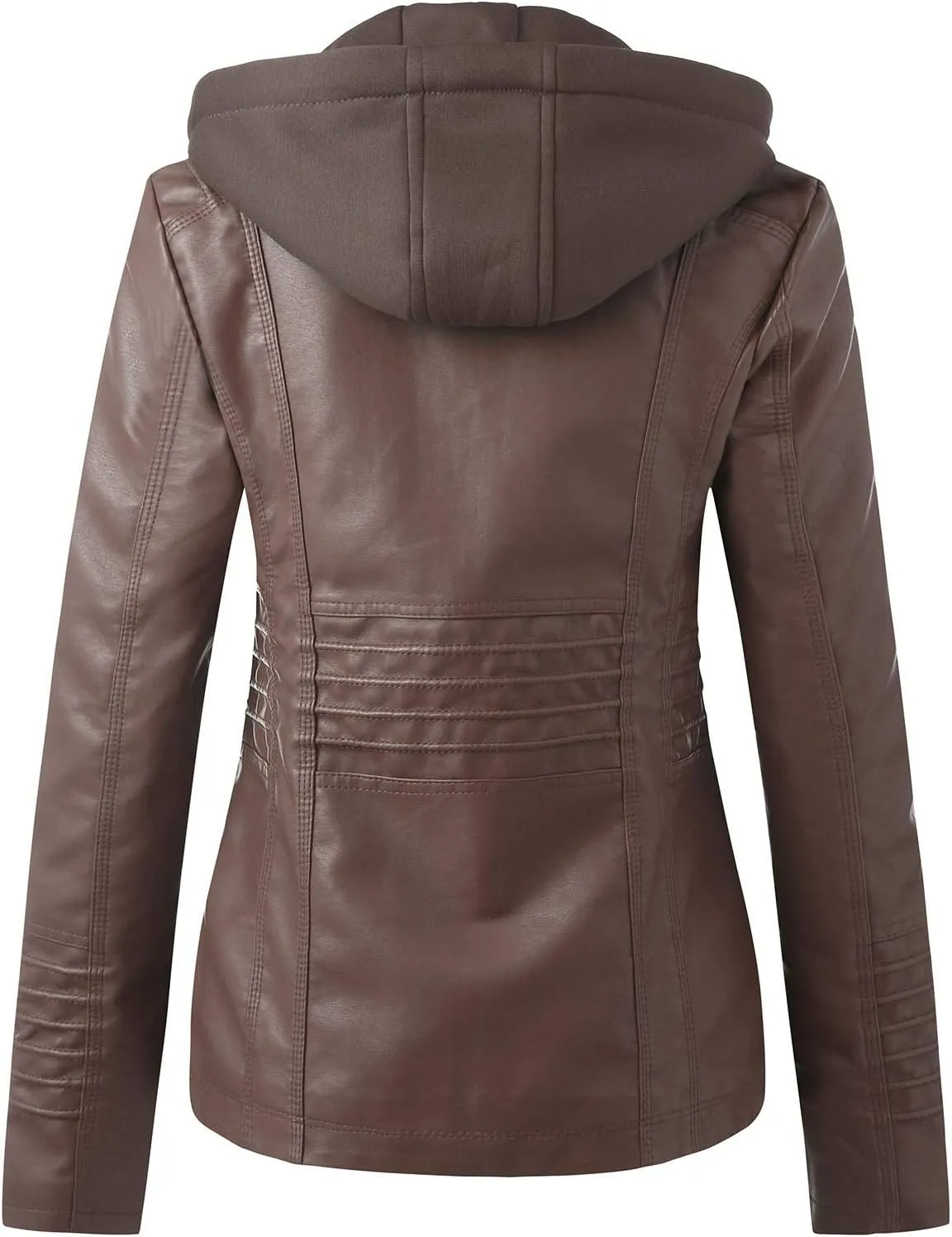 LCMTWX Brown Leather Jacket Women PU Leather Coat Jacket Locomotive Short Zipper Coat Jacket Leather Jackets White Leather