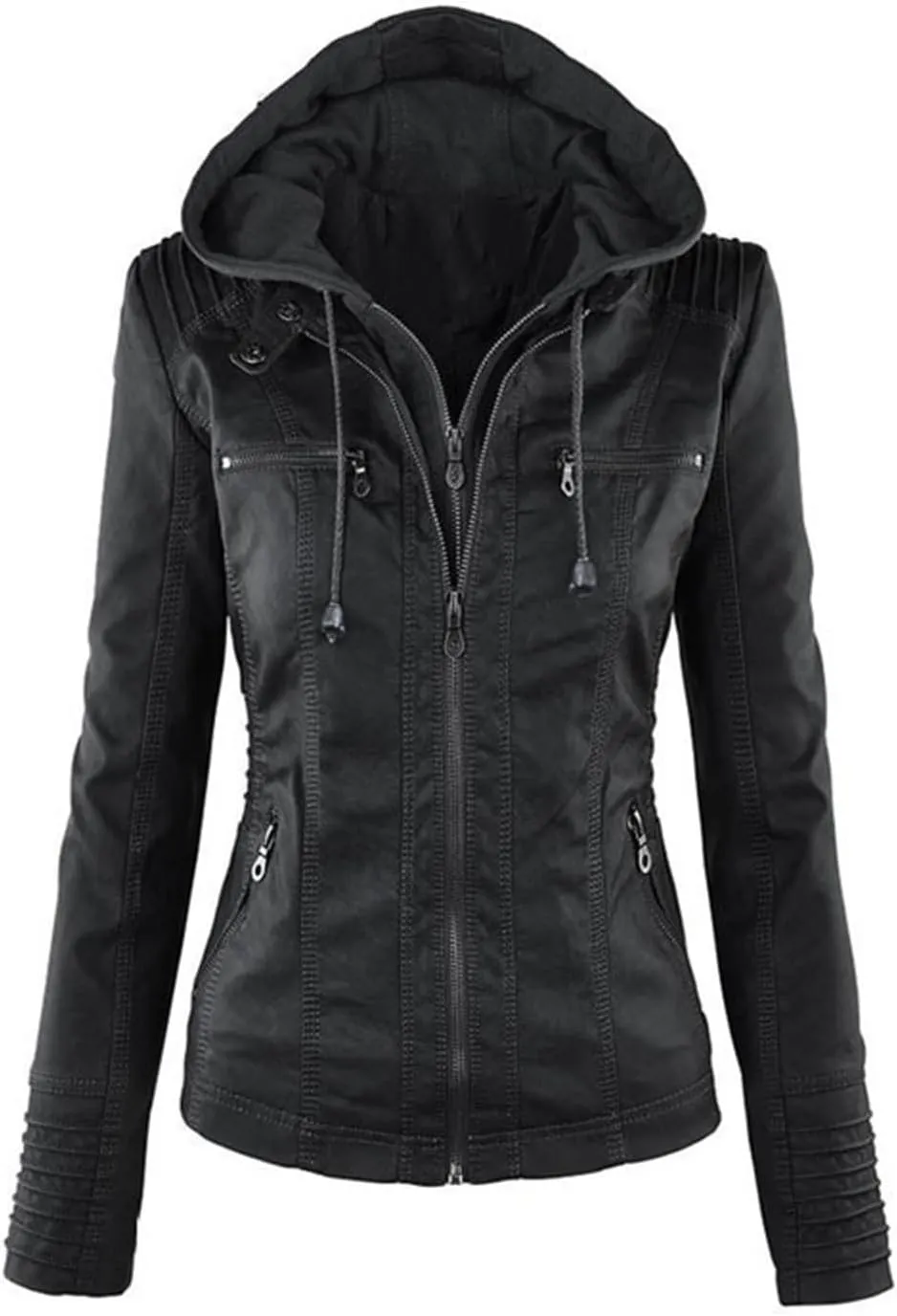 LCMTWX Brown Leather Jacket Women PU Leather Coat Jacket Locomotive Short Zipper Coat Jacket Leather Jackets White Leather