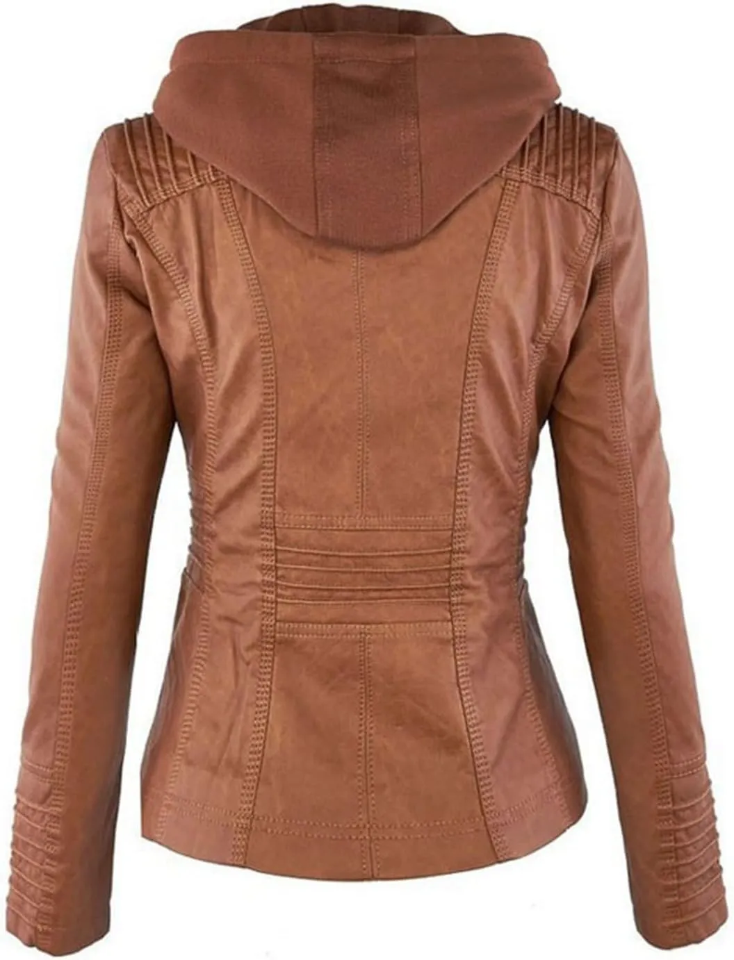 LCMTWX Brown Leather Jacket Women PU Leather Coat Jacket Locomotive Short Zipper Coat Jacket Leather Jackets White Leather