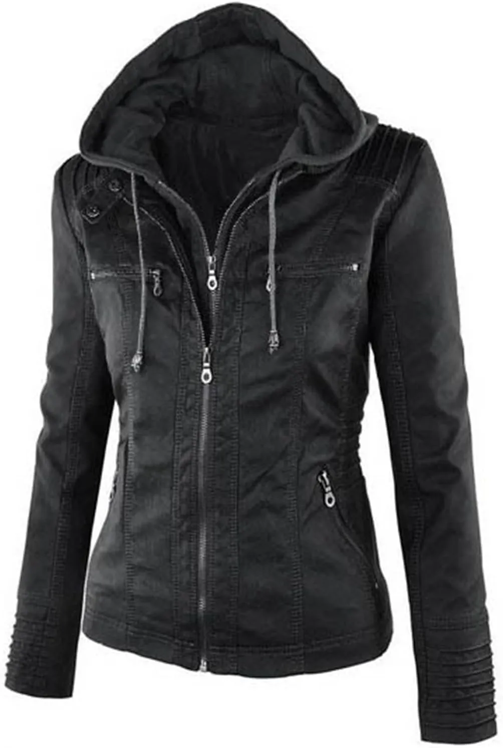 LCMTWX Brown Leather Jacket Women PU Leather Coat Jacket Locomotive Short Zipper Coat Jacket Leather Jackets White Leather