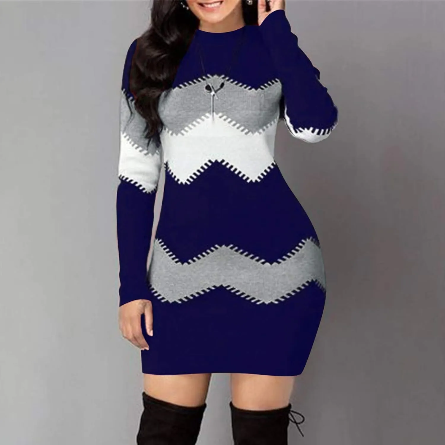 LCMTWX Long Sleeve Sweater Dress for Women Long Women's Dress Turtleneck Long Sleeve Knit Long Sleeve Sweater Dress for