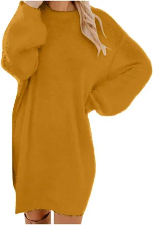 LCMTWX Long Sleeve Sweater Dress for Women Long Women's Dress Turtleneck Long Sleeve Knit Long Sleeve Sweater Dress for