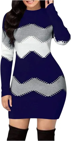LCMTWX Long Sleeve Sweater Dress for Women Long Women's Dress Turtleneck Long Sleeve Knit Long Sleeve Sweater Dress for