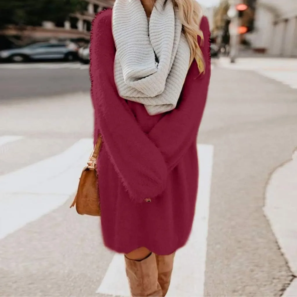 LCMTWX Long Sleeve Sweater Dress for Women Long Women's Dress Turtleneck Long Sleeve Knit Long Sleeve Sweater Dress for
