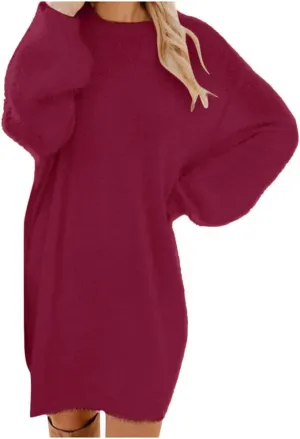 LCMTWX Long Sleeve Sweater Dress for Women Long Women's Dress Turtleneck Long Sleeve Knit Long Sleeve Sweater Dress for