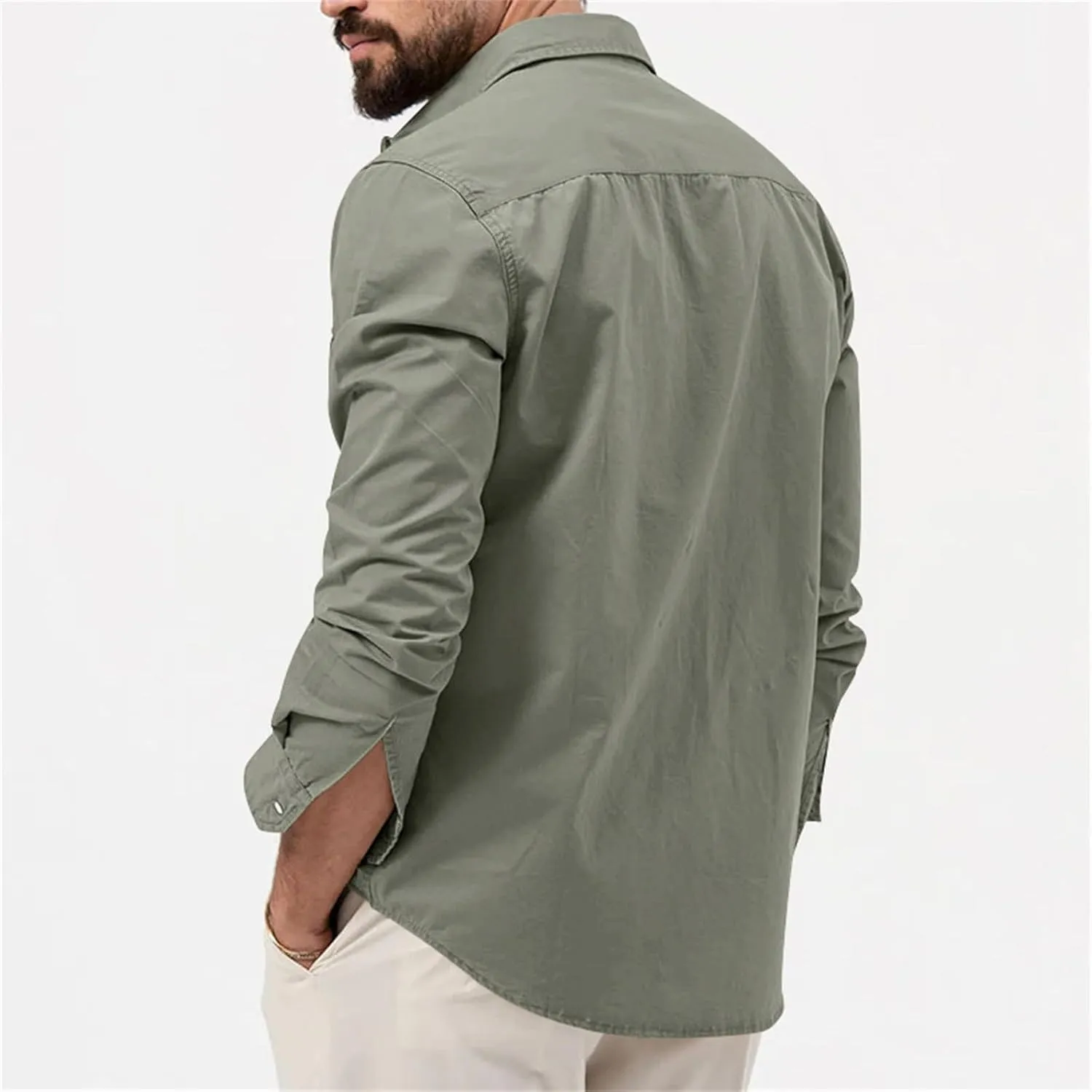LCMTWX Men's Long Sleeve Button Up Shirts Long Sleeved Lapel Solid Color Shirt Shirt Double Pockets Men's Shirt Tee Shirts