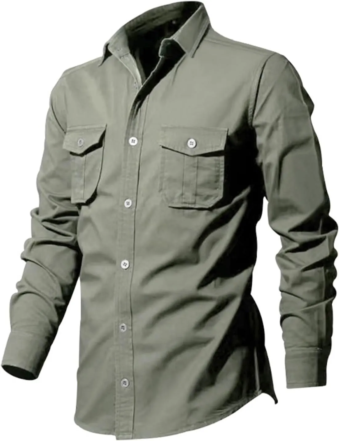 LCMTWX Men's Long Sleeve Button Up Shirts Long Sleeved Lapel Solid Color Shirt Shirt Double Pockets Men's Shirt Tee Shirts