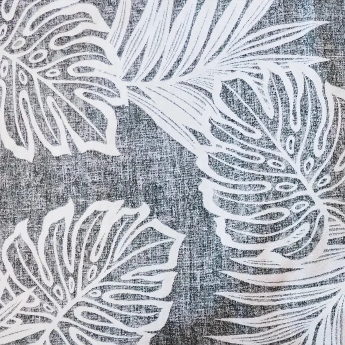 leaf black REVERSE print hawaiian cotton shirt