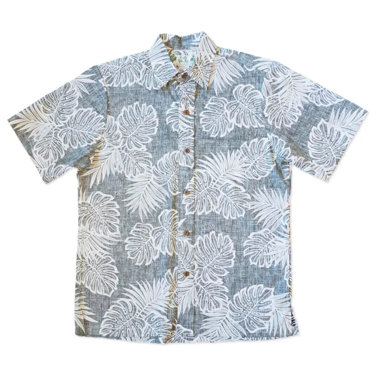 leaf black REVERSE print hawaiian cotton shirt