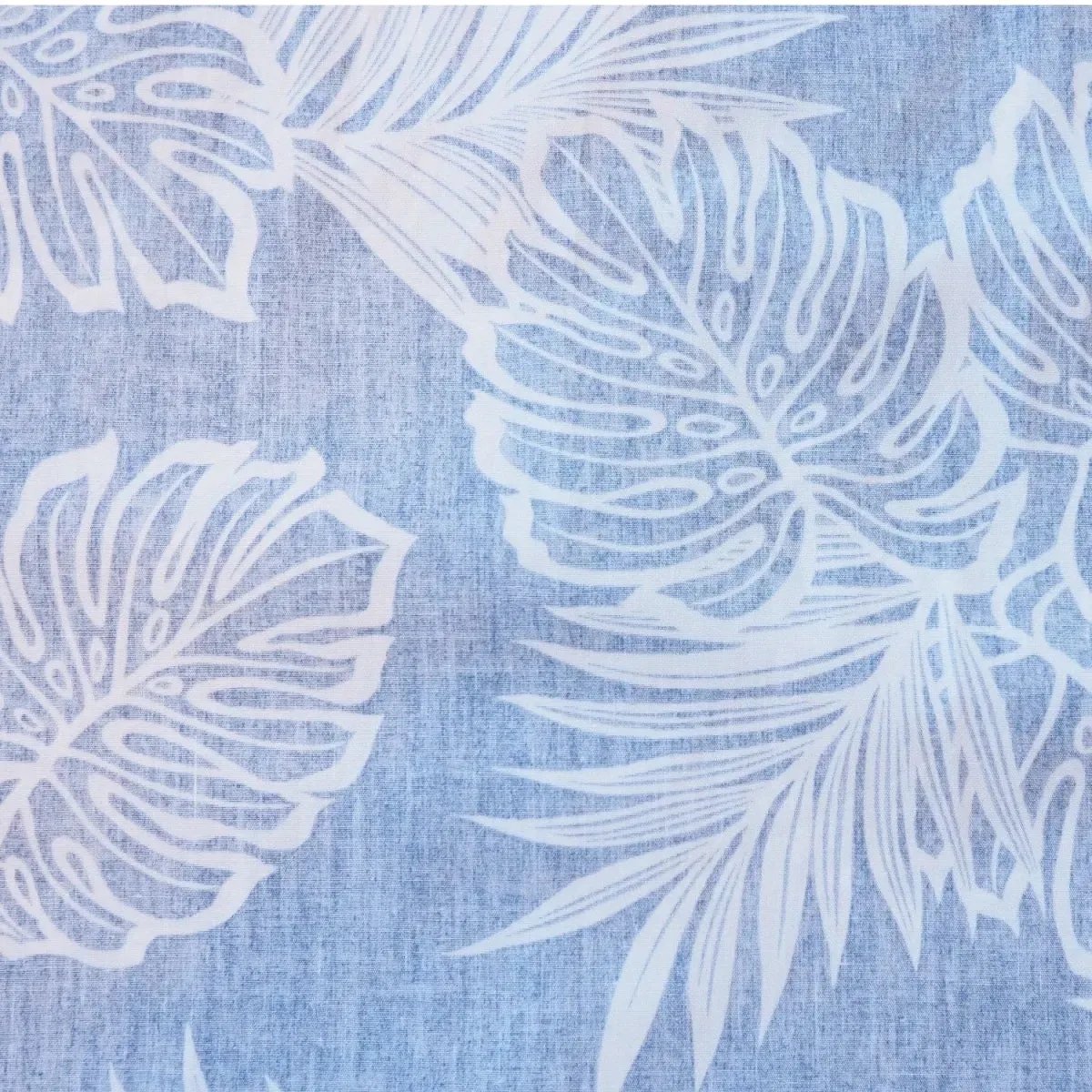 leaf blue REVERSE print hawaiian cotton shirt