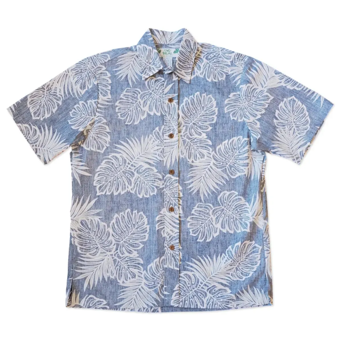 leaf navy REVERSE print hawaiian cotton shirt