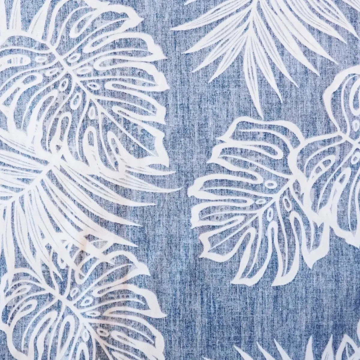 leaf navy REVERSE print hawaiian cotton shirt