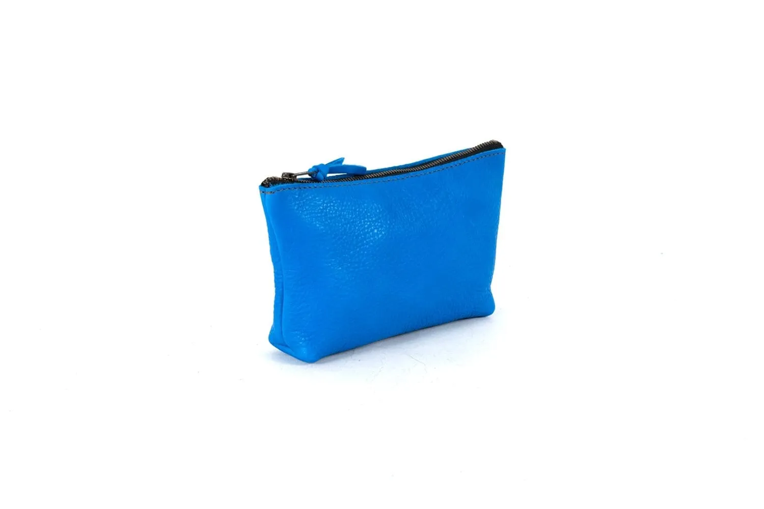 LEATHER ZIPPERED POUCH WITH GUSSET - MEDIUM