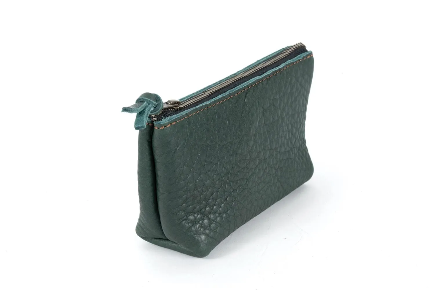 LEATHER ZIPPERED POUCH WITH GUSSET - MEDIUM