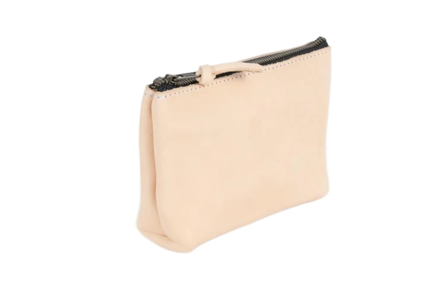 LEATHER ZIPPERED POUCH WITH GUSSET - MEDIUM