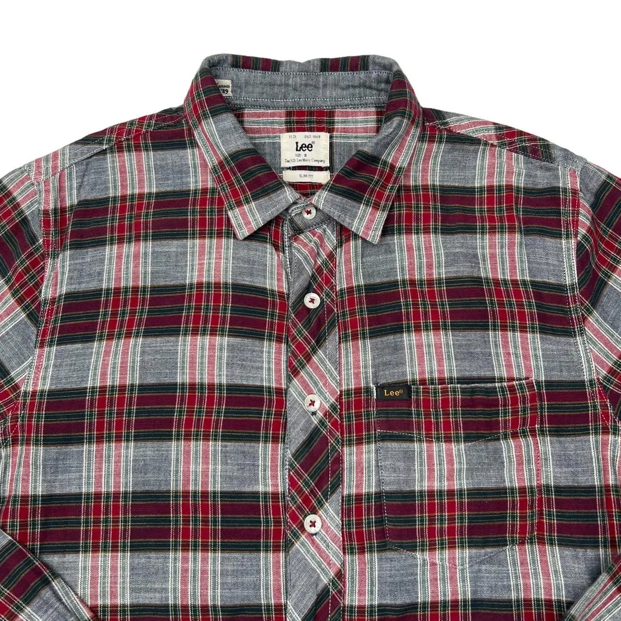 LEE “Slim Fit” Kansas ‘89 Lumberjack Plaid Check Long Sleeve Flannel Cotton Shirt