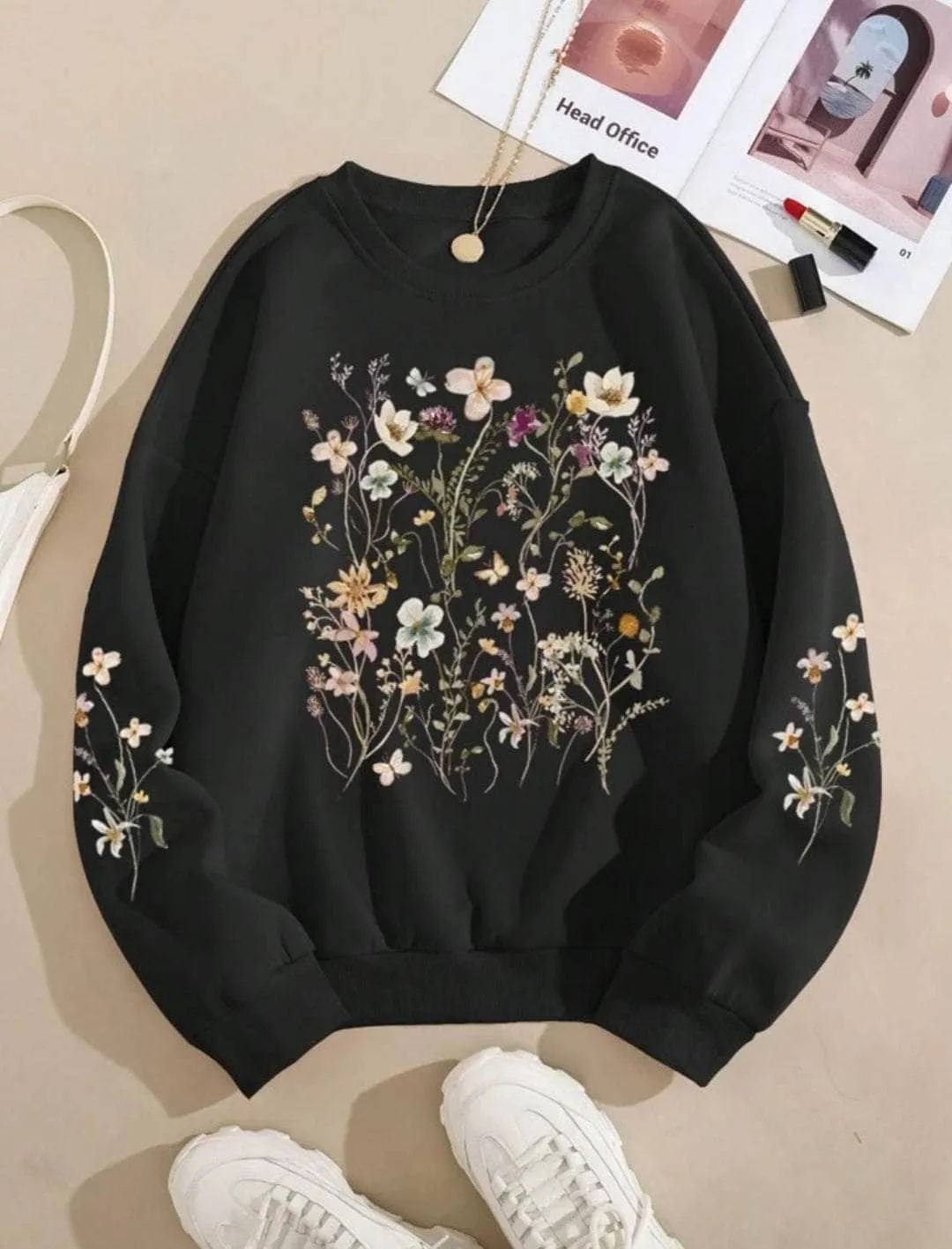 Lemon Tart Women's Printed Sweatshirt LTWPRSW6 - Black