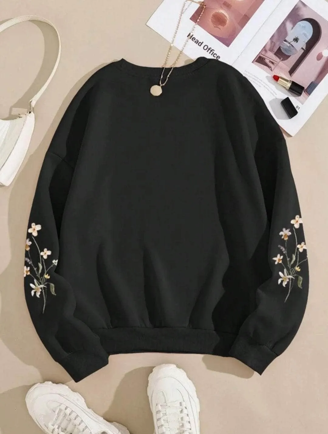 Lemon Tart Women's Printed Sweatshirt LTWPRSW6 - Black