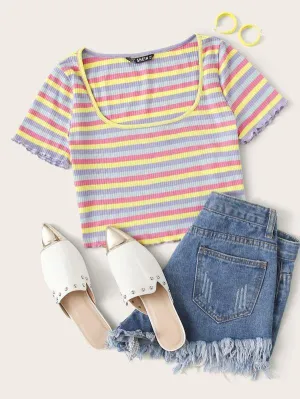 Lettuce Edge Striped Tee