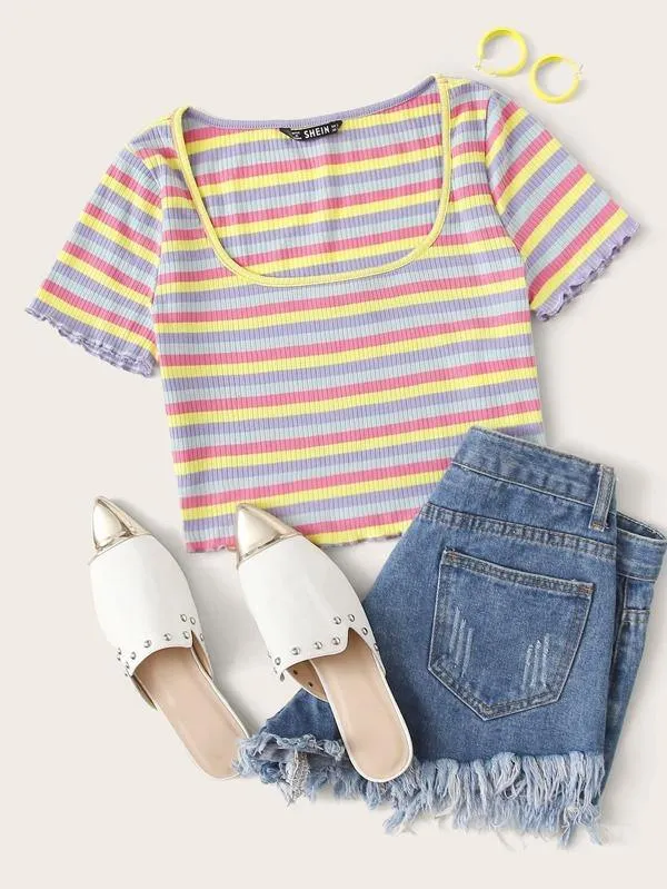 Lettuce Edge Striped Tee
