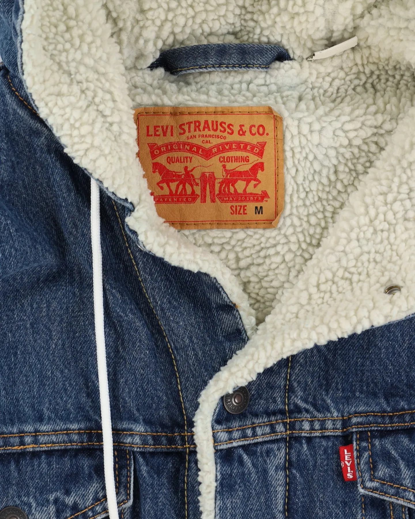 Levi's Big E Repro Fleece Lined Hooded Denim Jacket - M