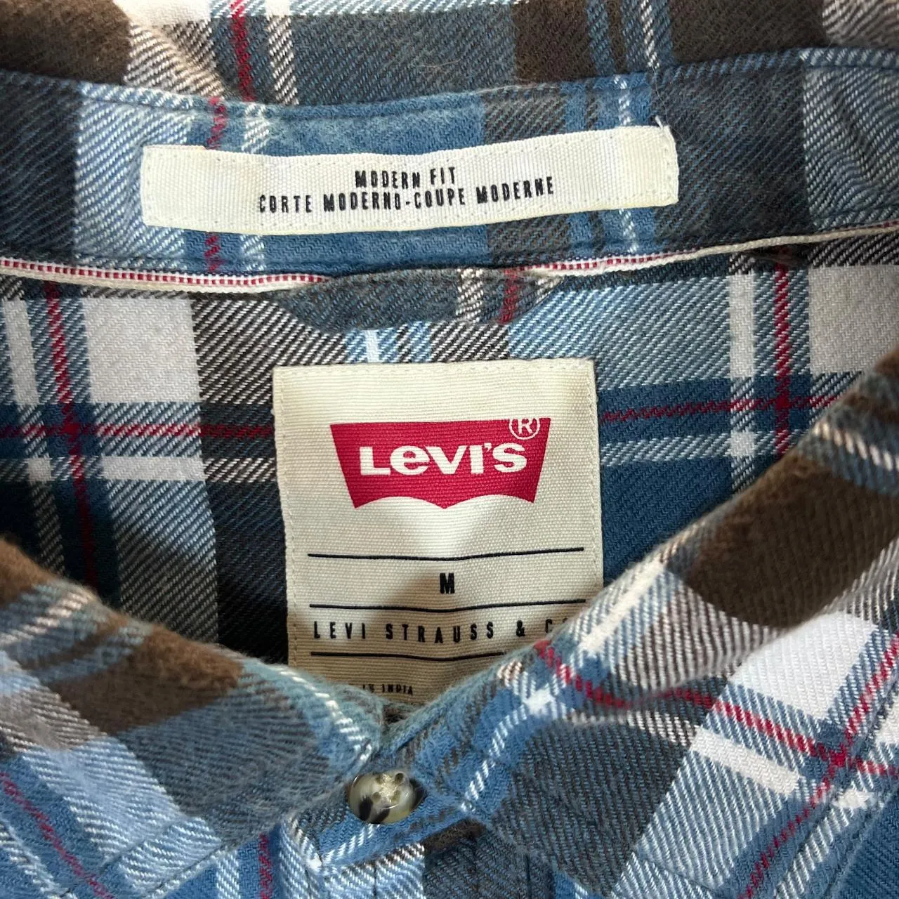 LEVI'S "Modern Fit" Multi Plaid Check Long Sleeve Flannel Shirt