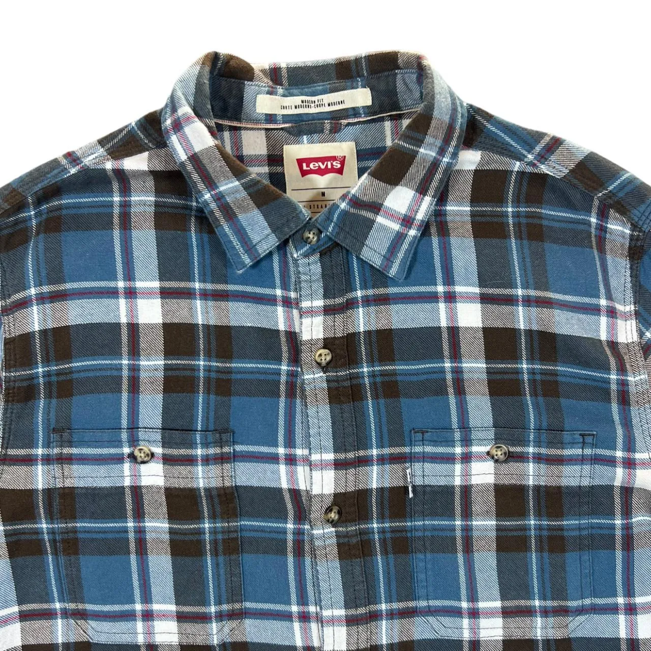 LEVI'S "Modern Fit" Multi Plaid Check Long Sleeve Flannel Shirt