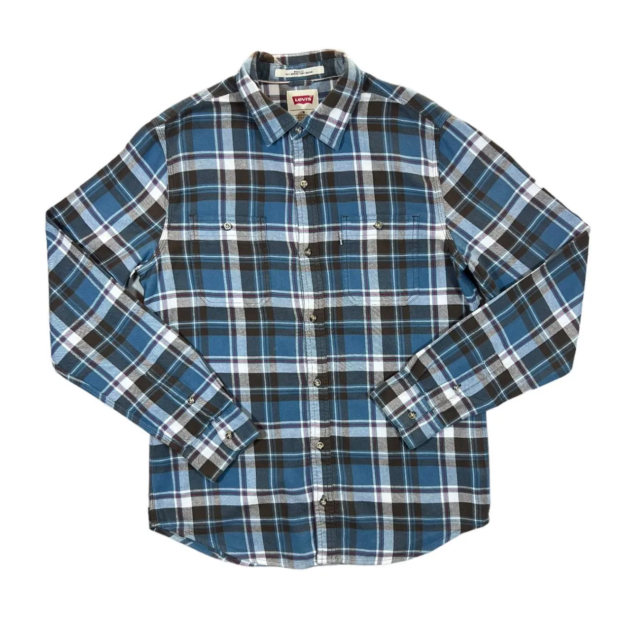 LEVI'S "Modern Fit" Multi Plaid Check Long Sleeve Flannel Shirt
