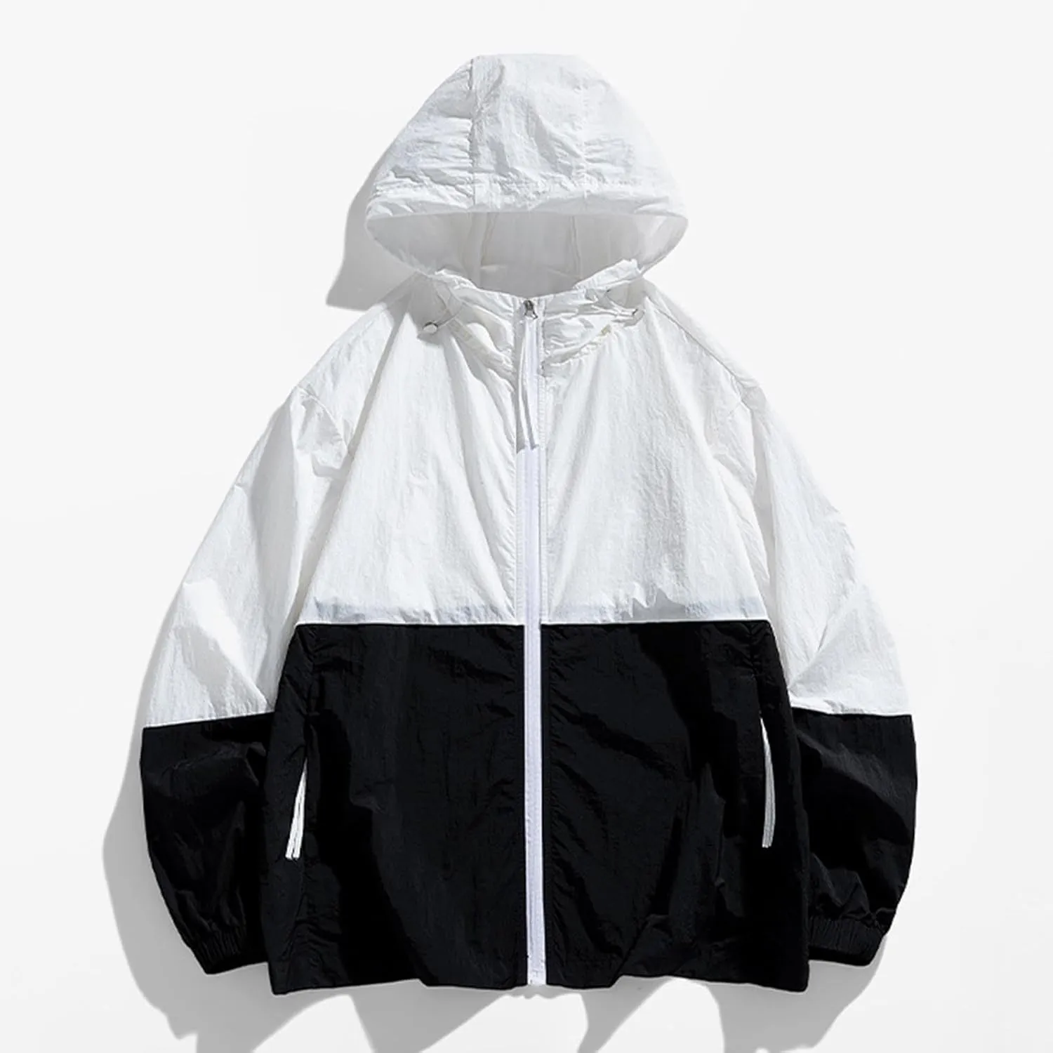 Lightweight Rain Jacket Women Waterproof Rain Coats Color Block Windbreaker Jacket Packable Raincoats Hooded Hackets