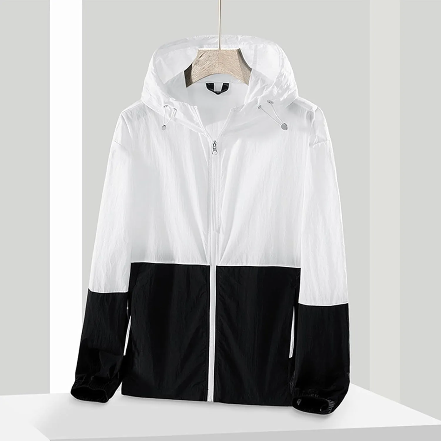 Lightweight Rain Jacket Women Waterproof Rain Coats Color Block Windbreaker Jacket Packable Raincoats Hooded Hackets
