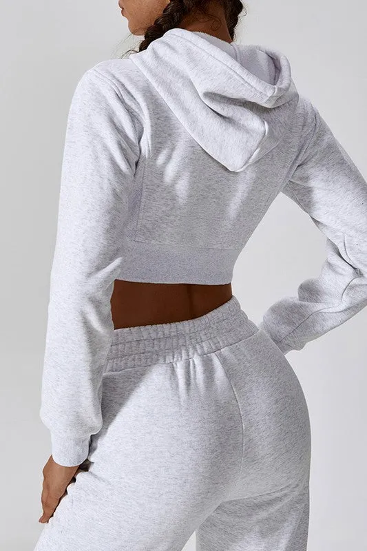 Liliana long sleeve zipper hooded sweatershirt