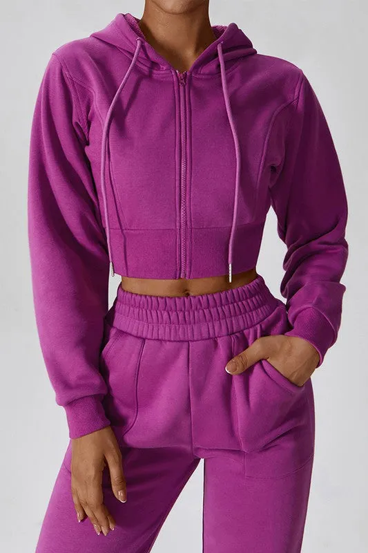 Liliana long sleeve zipper hooded sweatershirt