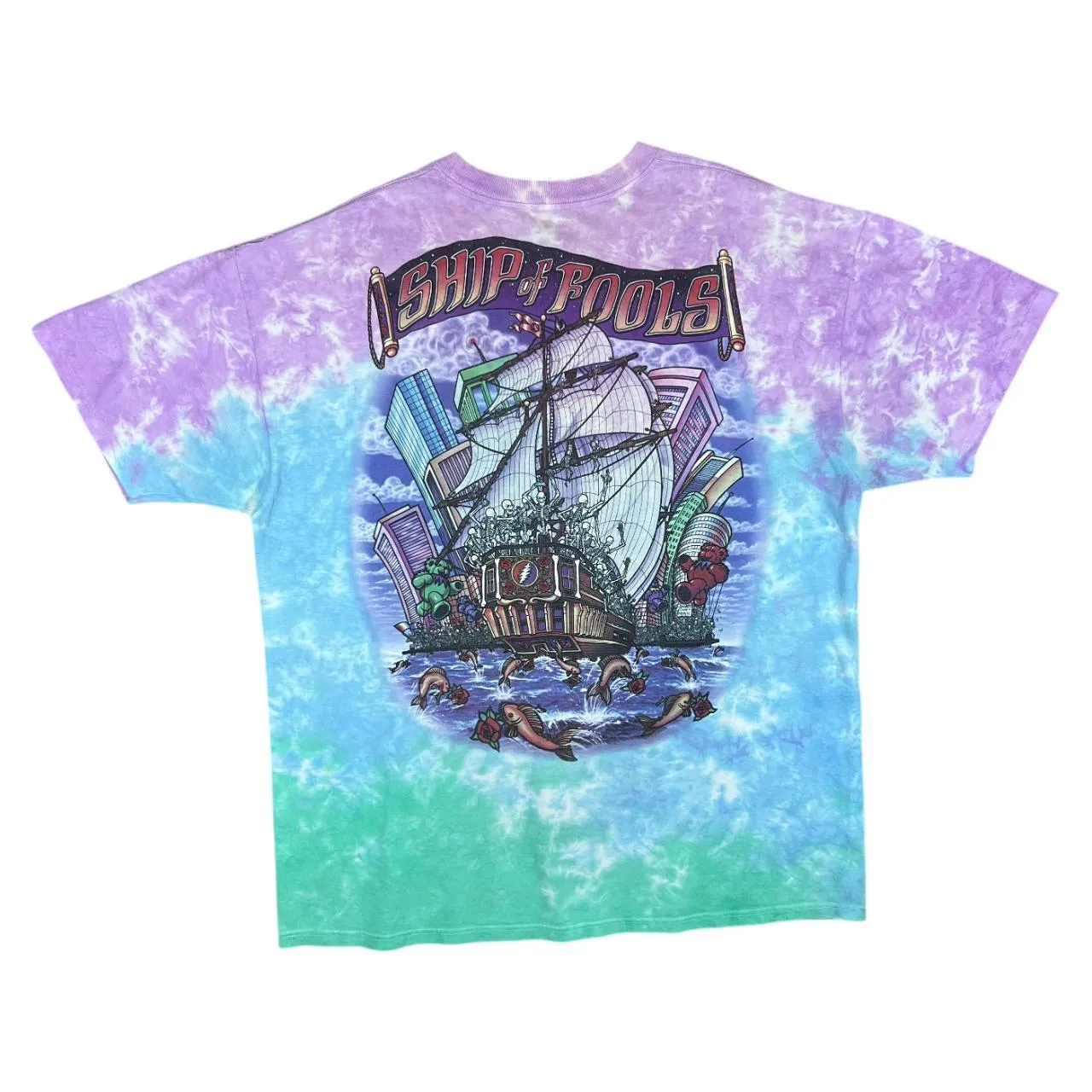 Liquid Blue THE GRATEFUL DEAD "Ship Of Fools" Psychedelic Rock Music Band Tie Dye Graphic T-Shirt