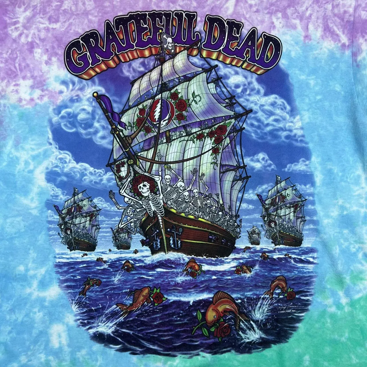 Liquid Blue THE GRATEFUL DEAD "Ship Of Fools" Psychedelic Rock Music Band Tie Dye Graphic T-Shirt